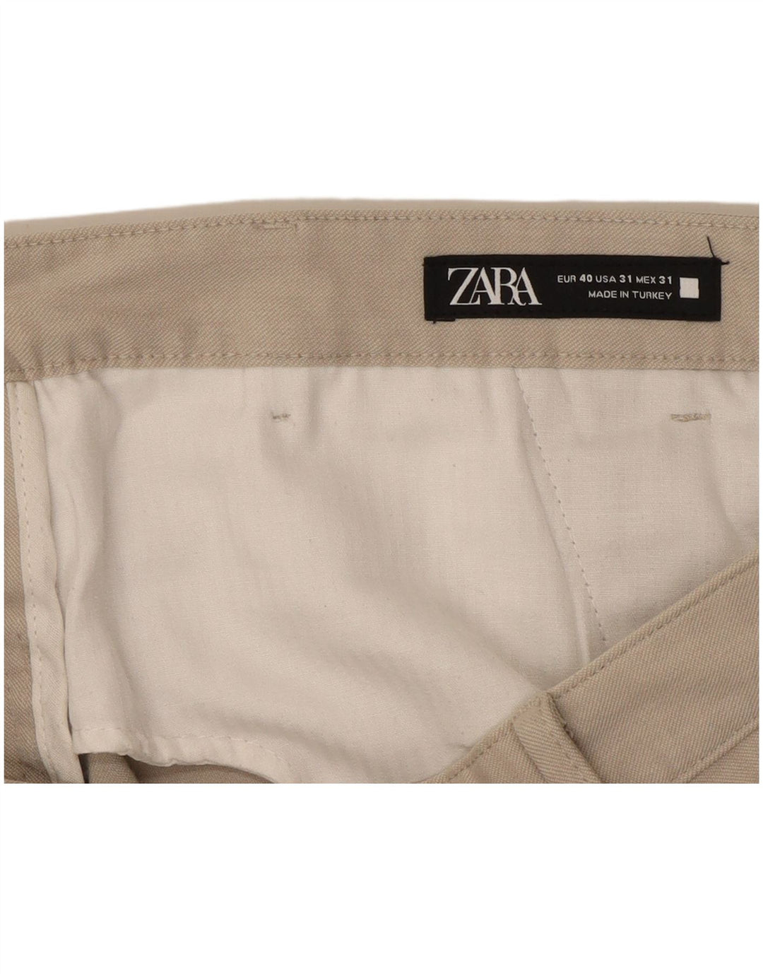 ZARA Calça Chino Feminina Slim EU 40 Médio W31 L38 Bege