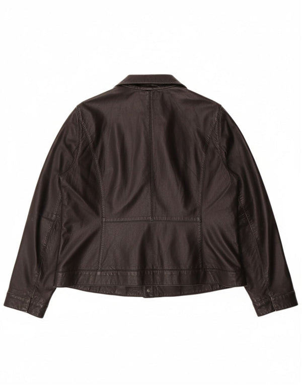 Jaqueta feminina MARINA RINALDI tamanho 19 pequena preta em couro colorblock