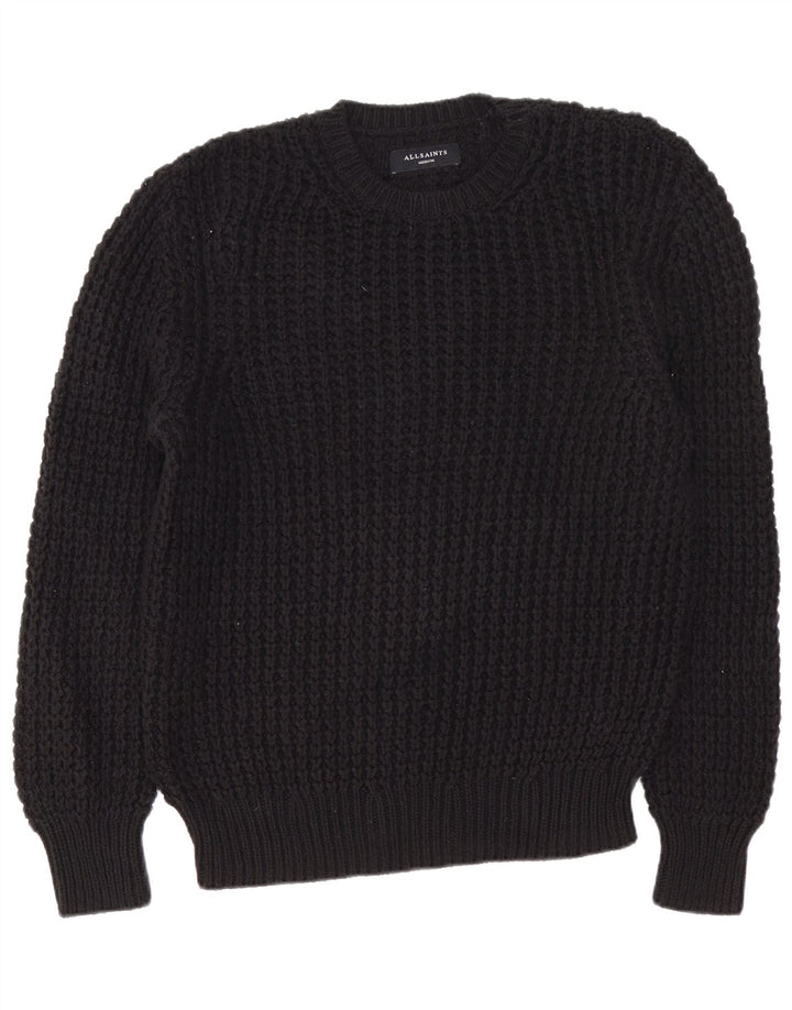 Suéter masculino All Saints com gola redonda, algodão preto médio