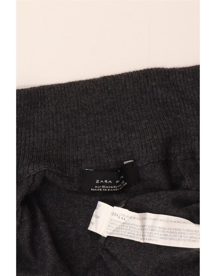 Suéter cardigã masculino Zara XL lã cinza