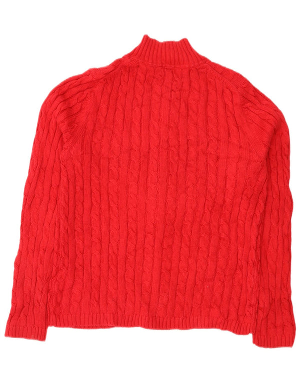 Suéter cardigã feminino com zíper completo L.L.Bean Reino Unido 14 algodão vermelho médio