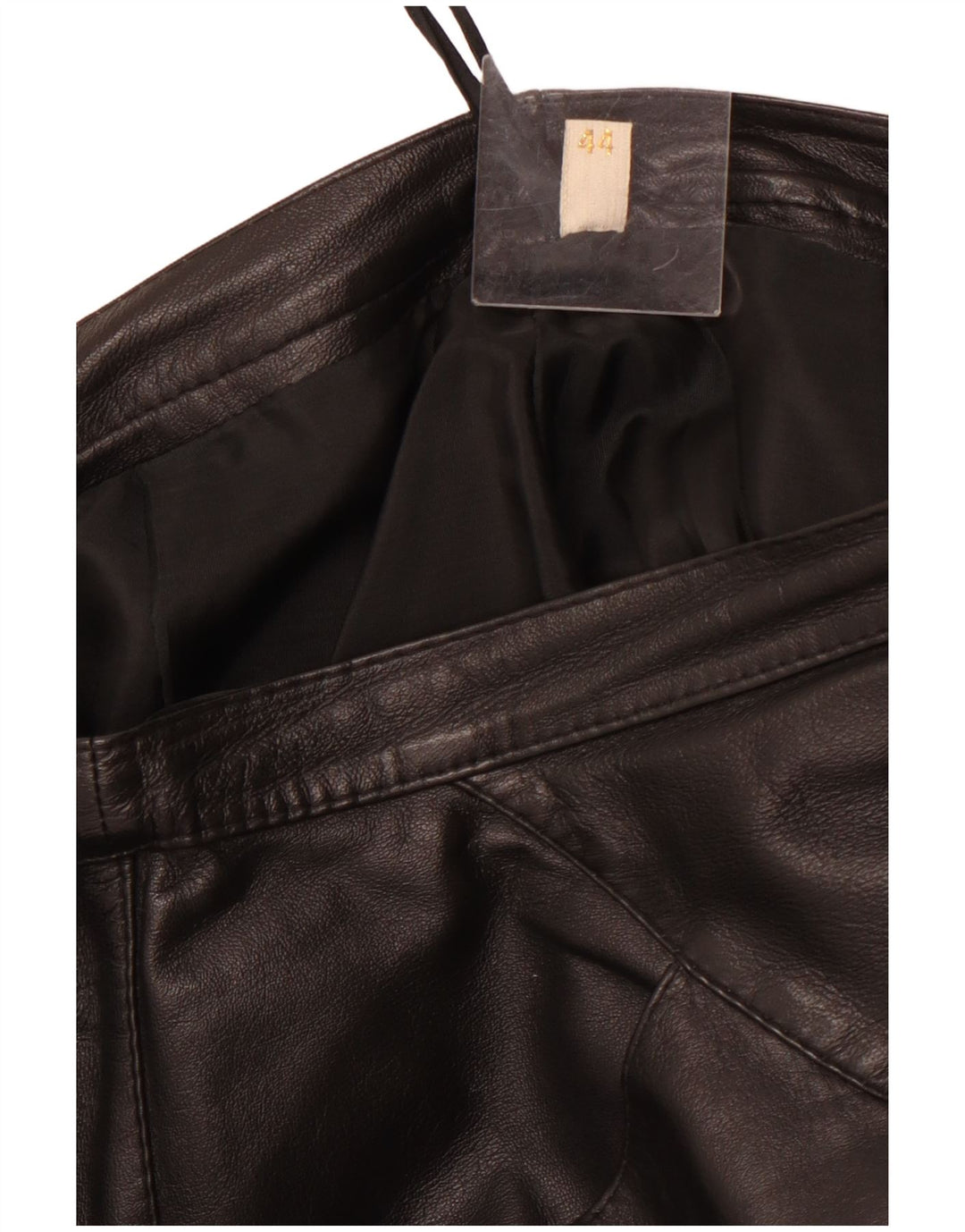 Saia feminina de couro VINTAGE IT 44 médio W32 preta