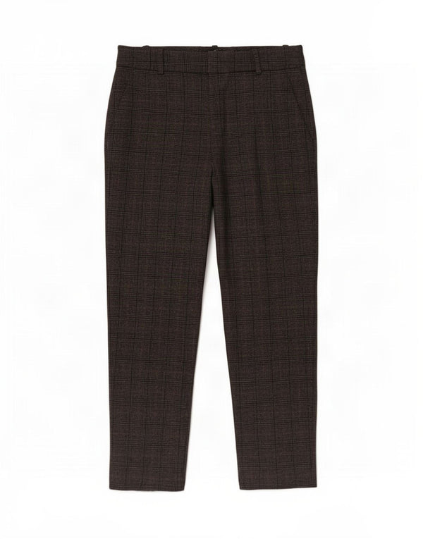Zara Womens Crop Chino Trousers EU 36 XS W26 L26 Grey Houndstooth Polyester