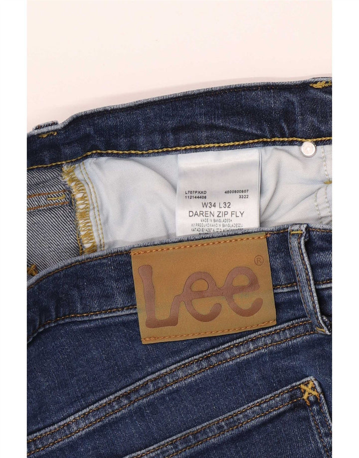 Lee Mens Daren Zip Fly Straight Jeans W34 L32 Azul Algodão