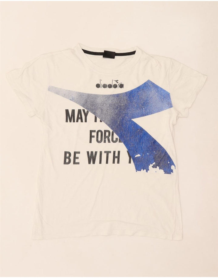 Camiseta gráfica masculina Diadora Top pequeno branco