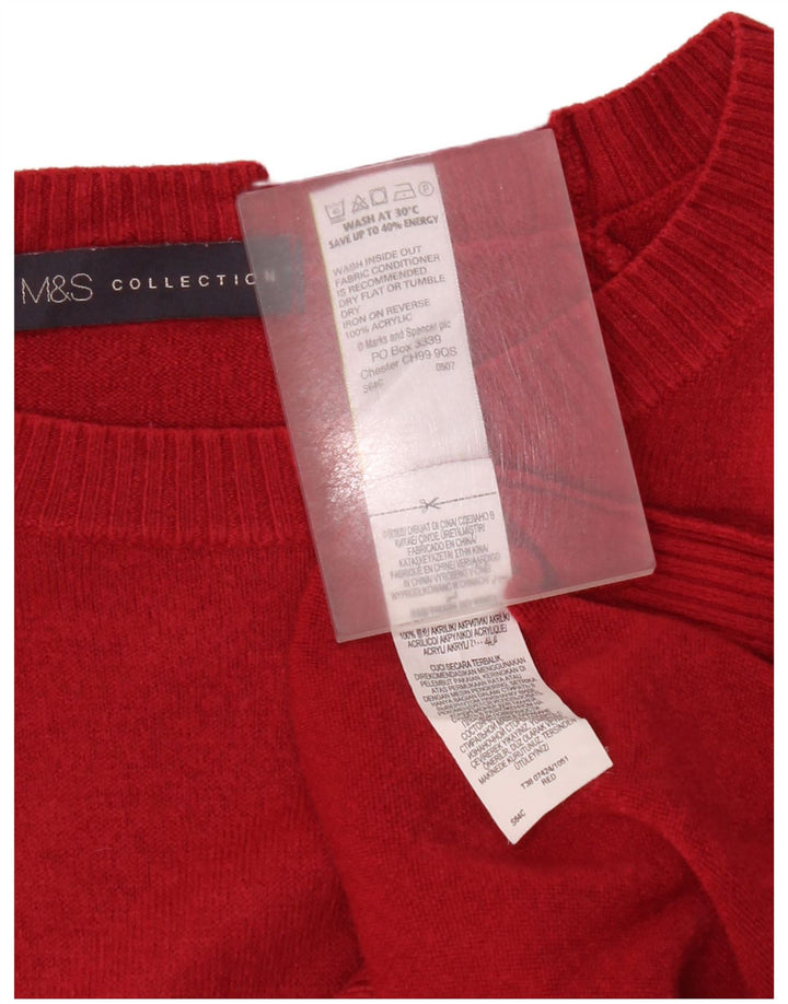 Suéter feminino Marks & Spencer com gola canoa Reino Unido 14 acrílico vermelho médio
