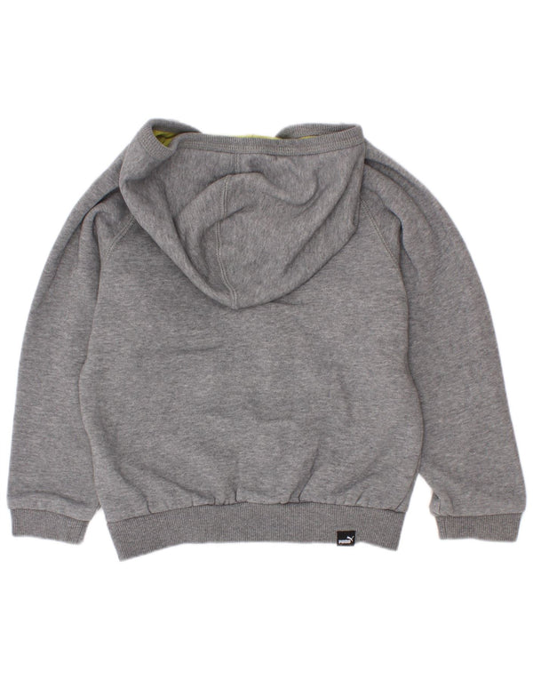Suéter Puma Boys Zip com capuz 2-3 anos cinza algodão manchado