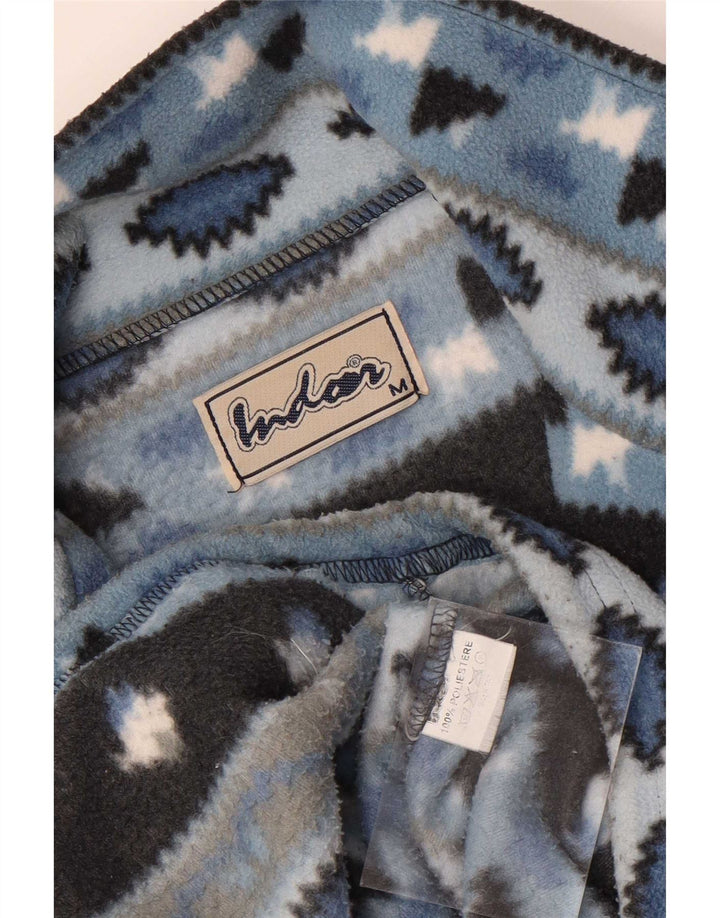 Jaqueta de lã masculina vintage Reino Unido 38 poliéster Fair Isle azul médio