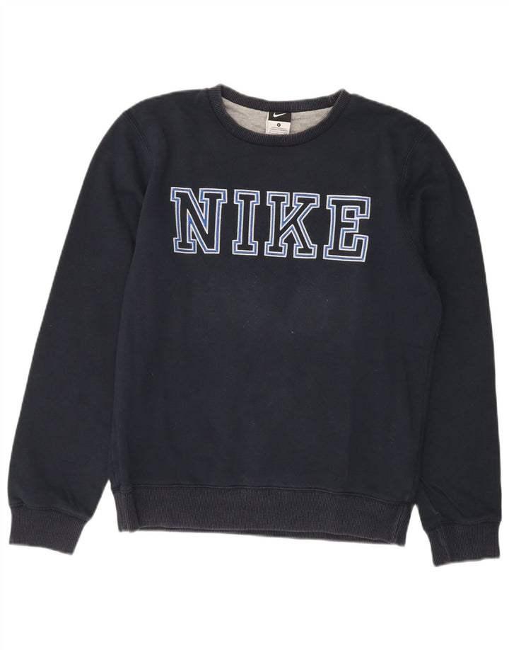 NIKE Mens Graphic Moletom Jumper Pequeno Azul Marinho Algodão