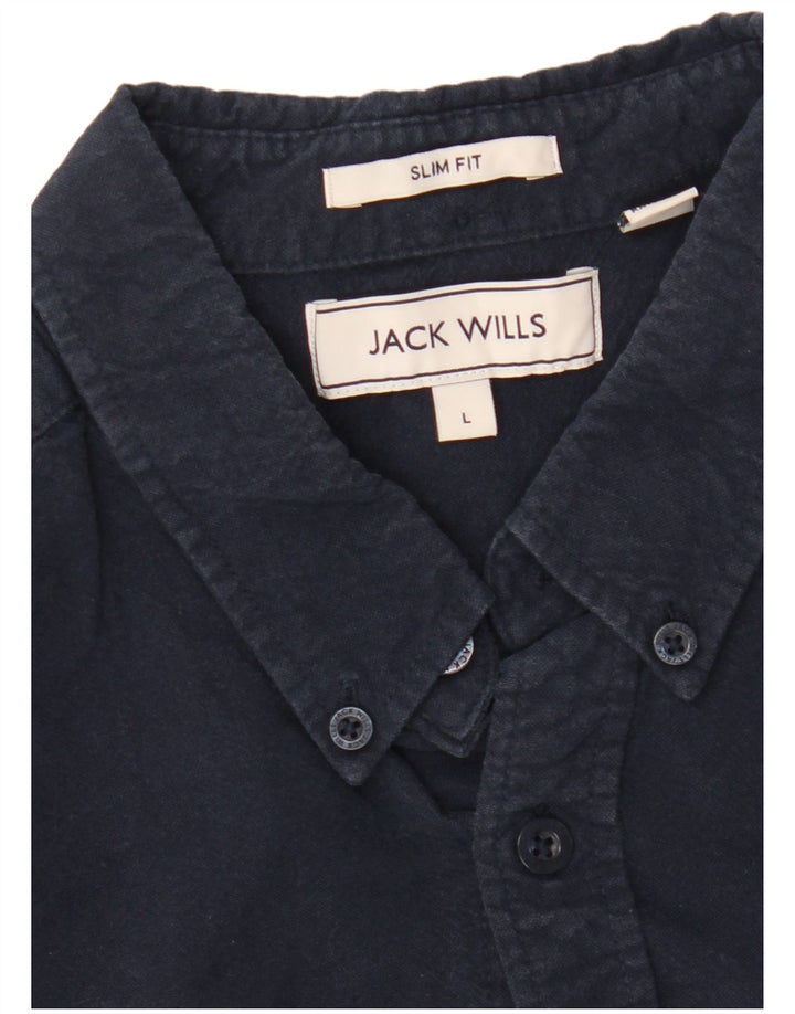 JACK WILLS Camisa masculina slim fit grande azul marinho