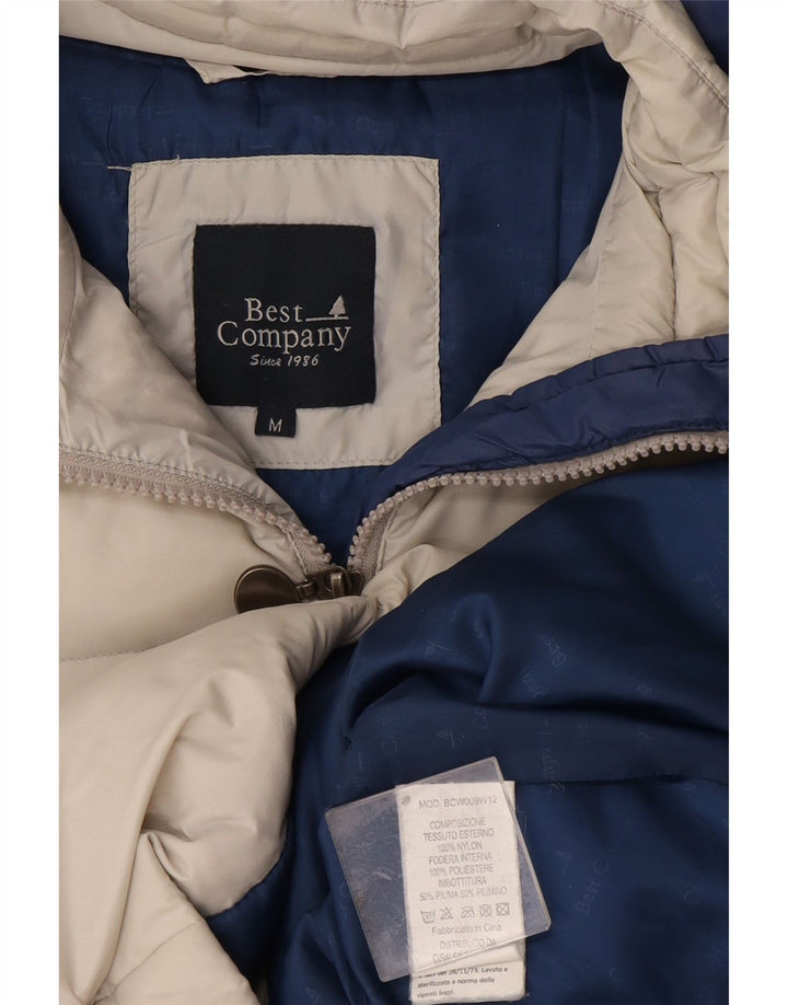 Jaqueta acolchoada feminina com capuz Best Company UK 14 nylon branco médio