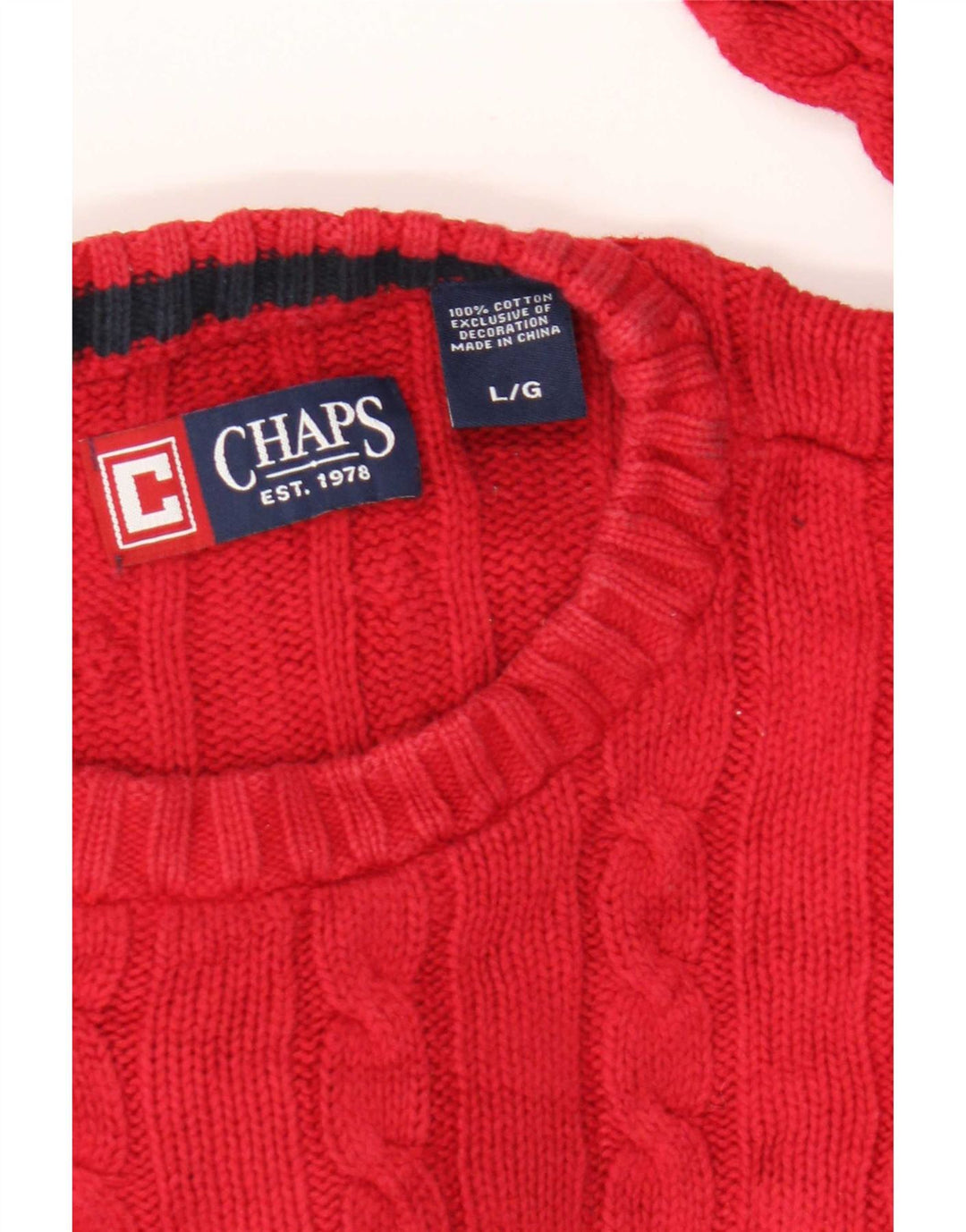 Suéter masculino Chaps com gola redonda, grande algodão vermelho