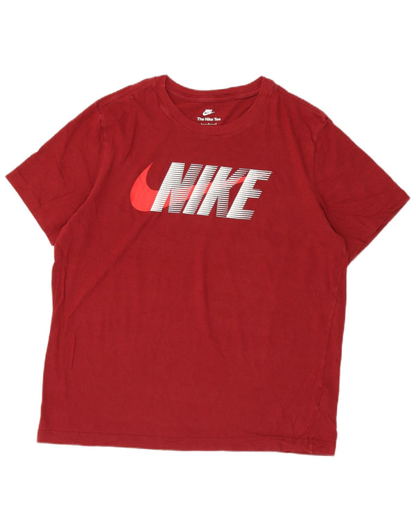 Camiseta Nike masculina gráfica grande algodão Borgonha