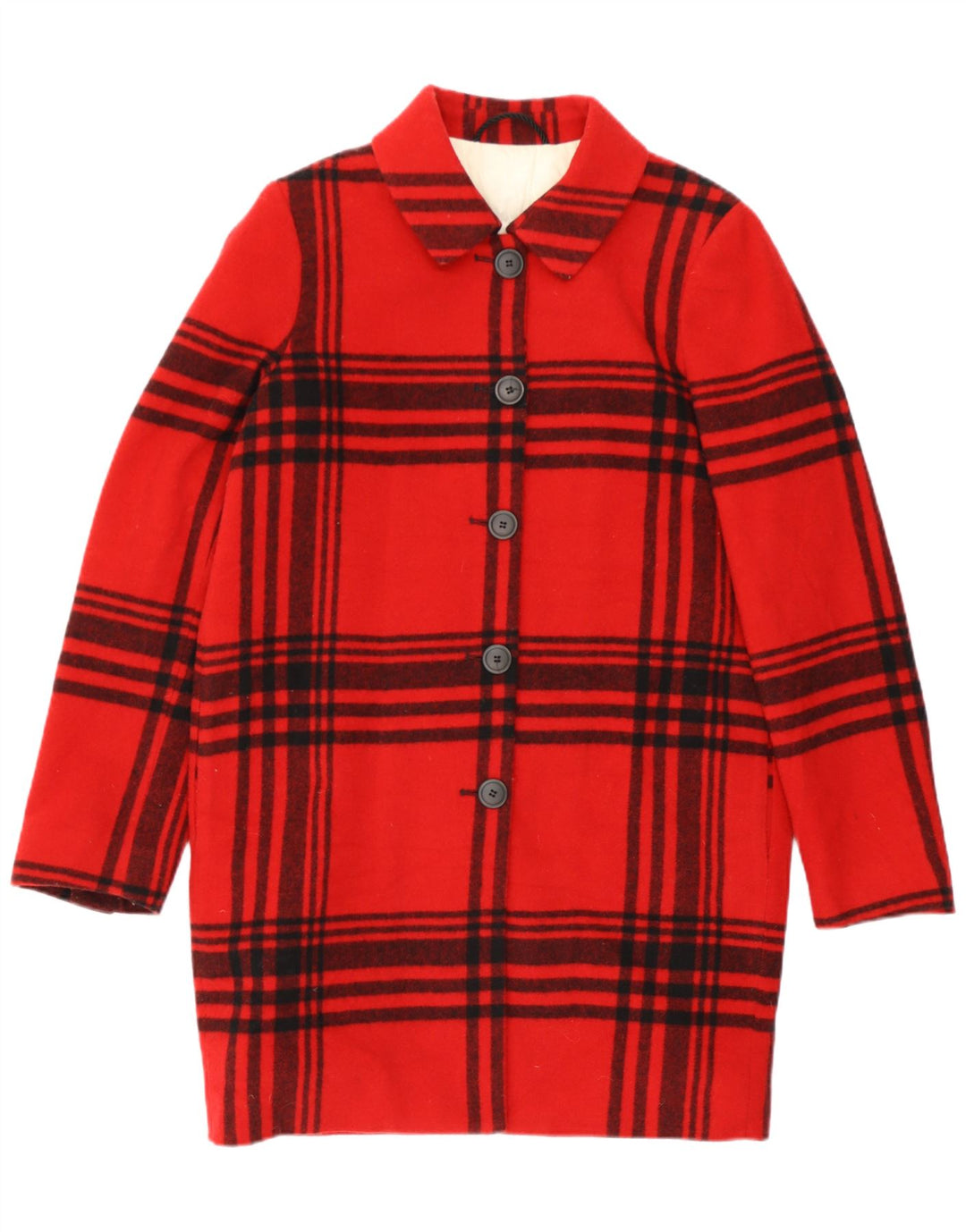 Sobretudo feminino vintage IT 42 lã xadrez vermelha média