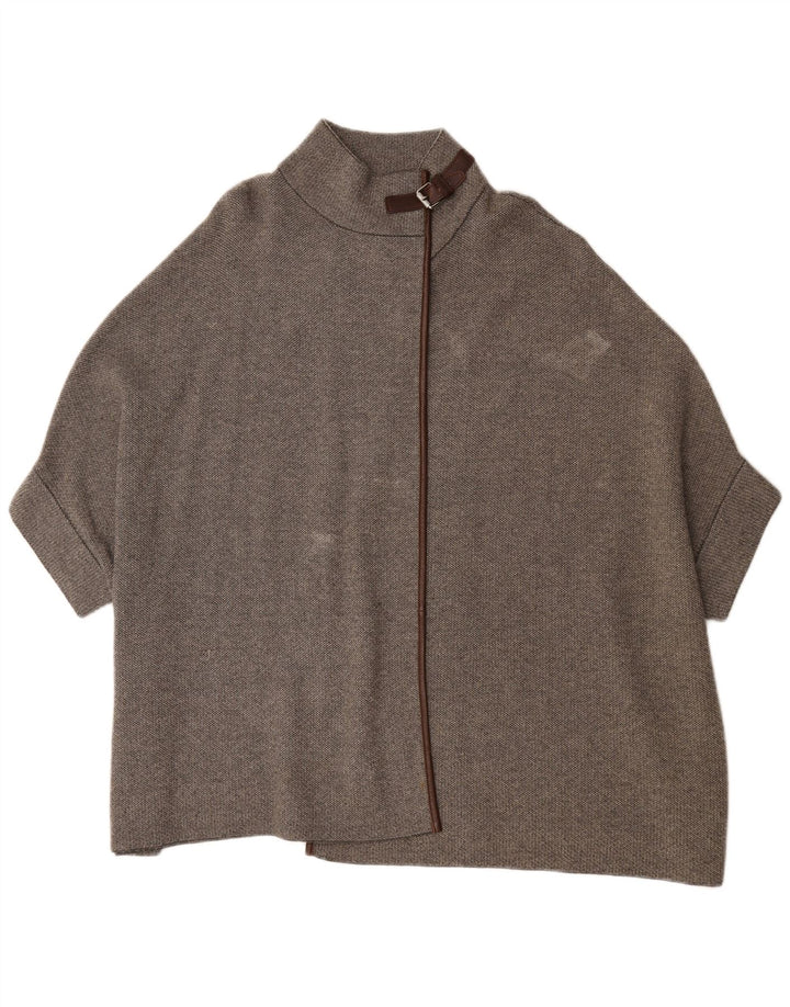 Suéter cardigã feminino grande de manga 3/4 Massimo Dutti Reino Unido 10 pequeno cinza