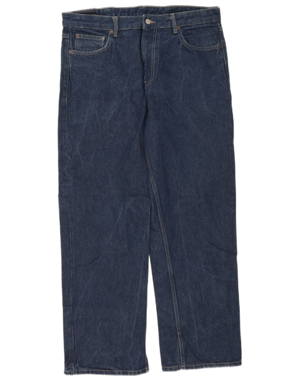 Zara Mens Straight Jeans EU 46 XL W36 L30 Azul Algodão