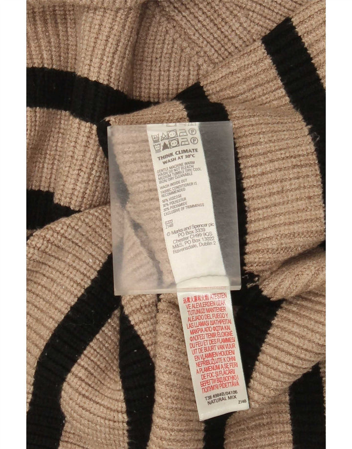 Suéter feminino Marks & Spencer com gola redonda e listrado bege médio Reino Unido 12