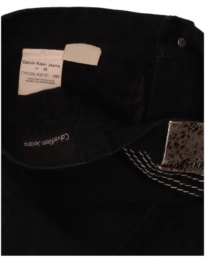 Mini saia jeans feminina Calvin Klein W26 pequena algodão preto