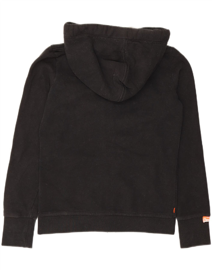 Suéter masculino Superdry com capuz e zíper pequeno algodão preto