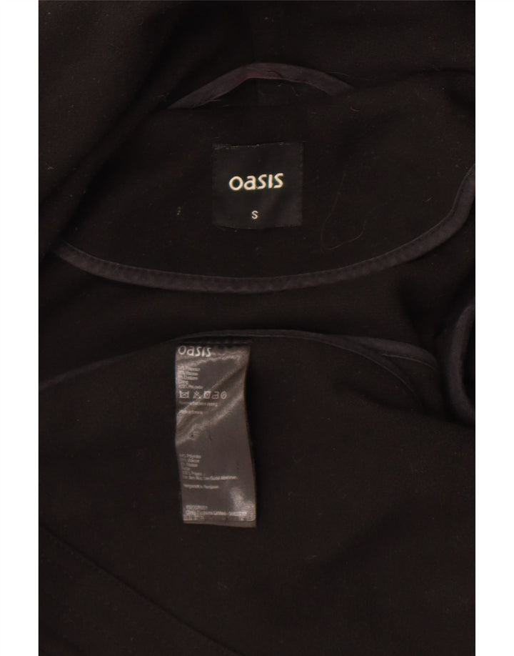 Sobretudo aberto feminino Oasis UK 10 pequeno poliéster preto