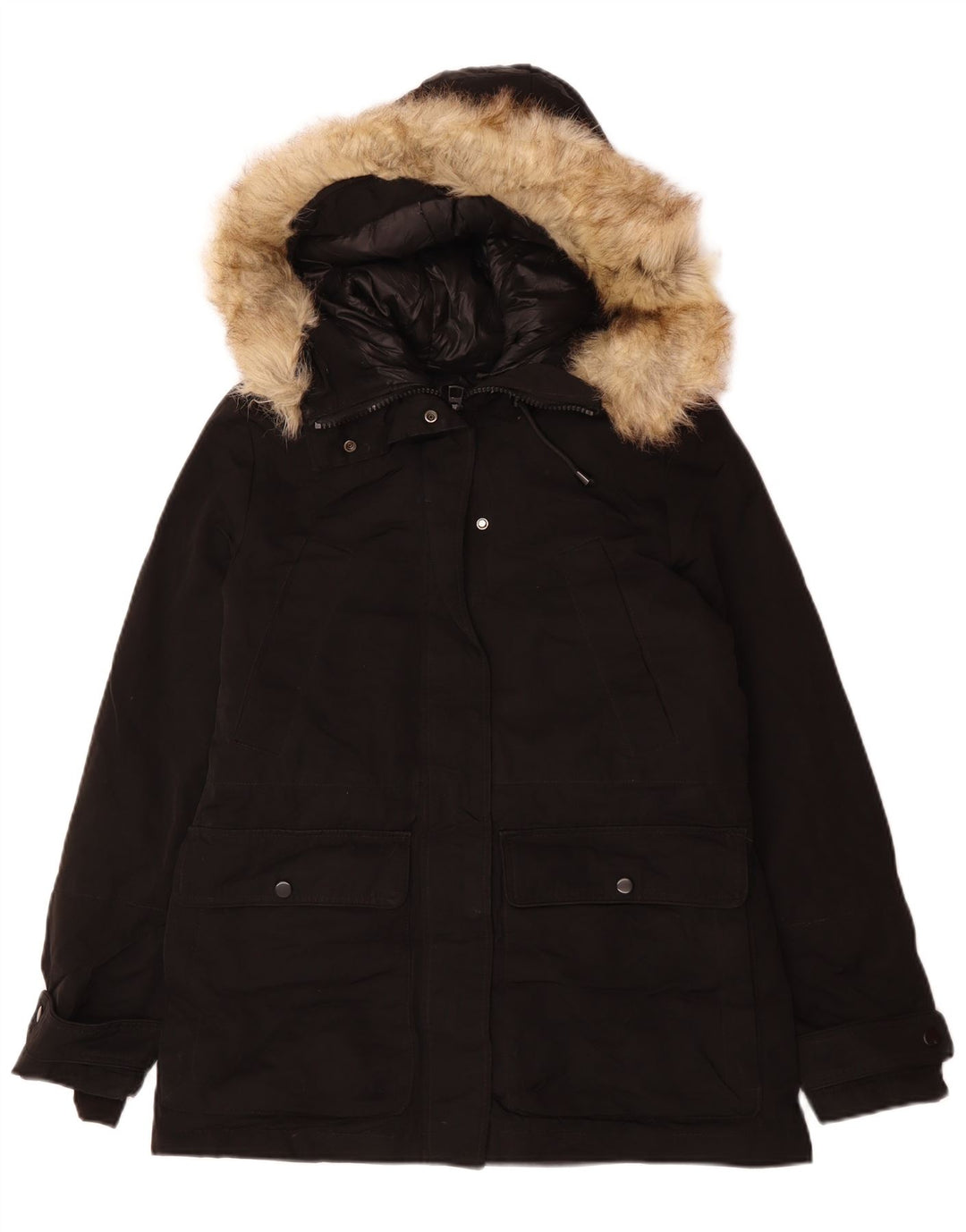 Jaqueta Parka Oversized com Capuz Zara Mulher Reino Unido 6 XS Poliéster Preto