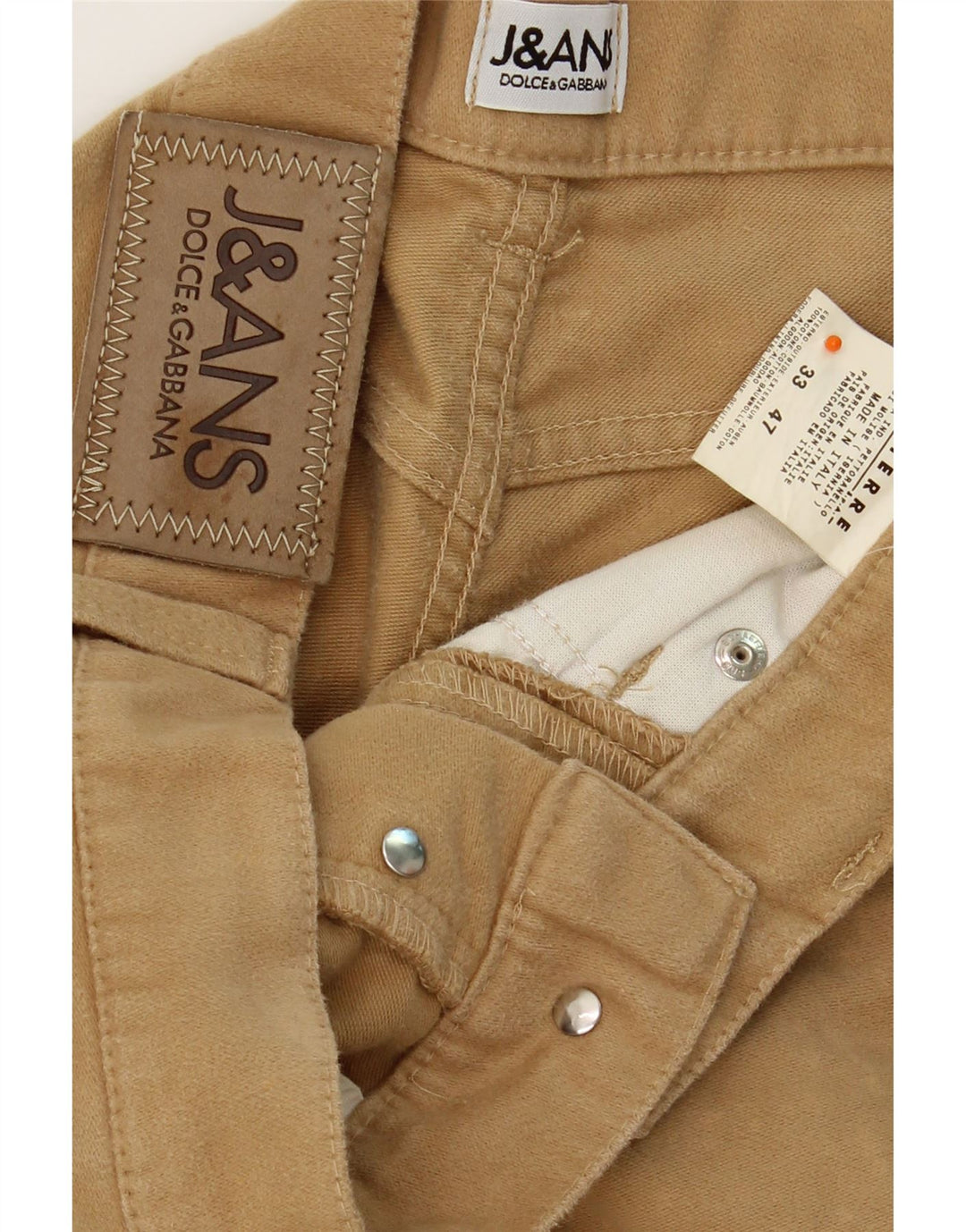 DOLCE & GABBANA Mens Straight Casual Trousers W33 L28 Beige Cotton Vintage Dolce & Gabbana and Second-Hand Dolce & Gabbana from Messina Hembry 