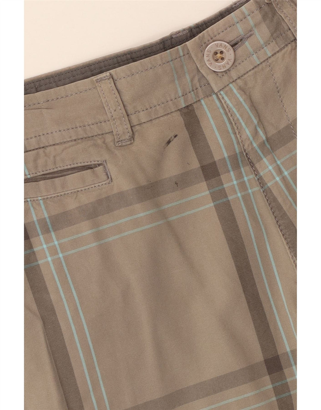 VANS Mens Chino Shorts W32 Médio Cinza Xadrez Algodão