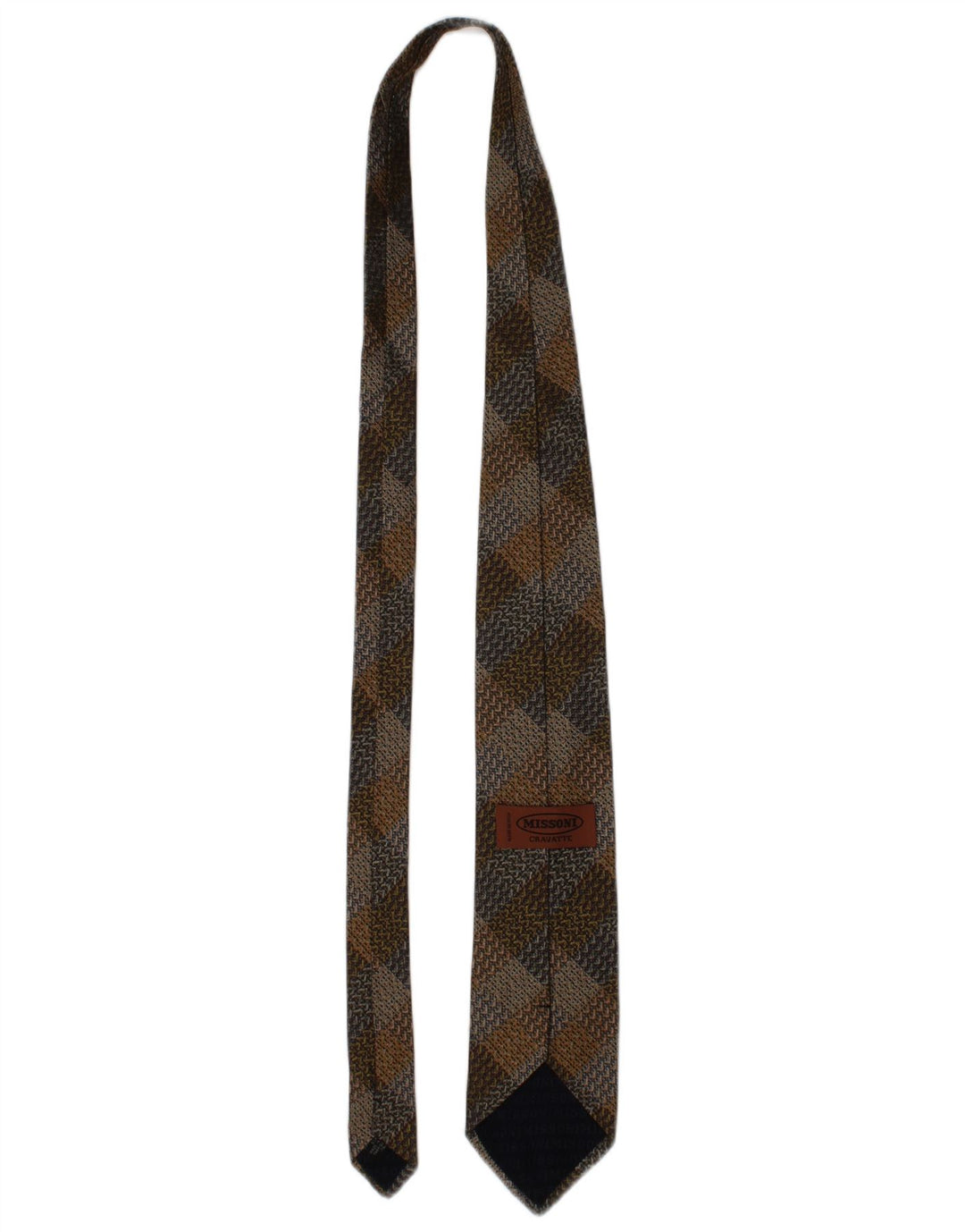 Gravata masculina Missoni Cravatte tamanho único marrom xadrez de seda designer