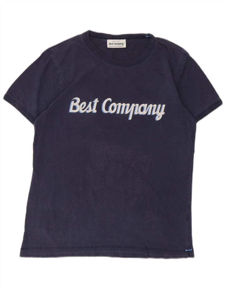 Camiseta gráfica masculina BEST COMPANY pequena azul marinho