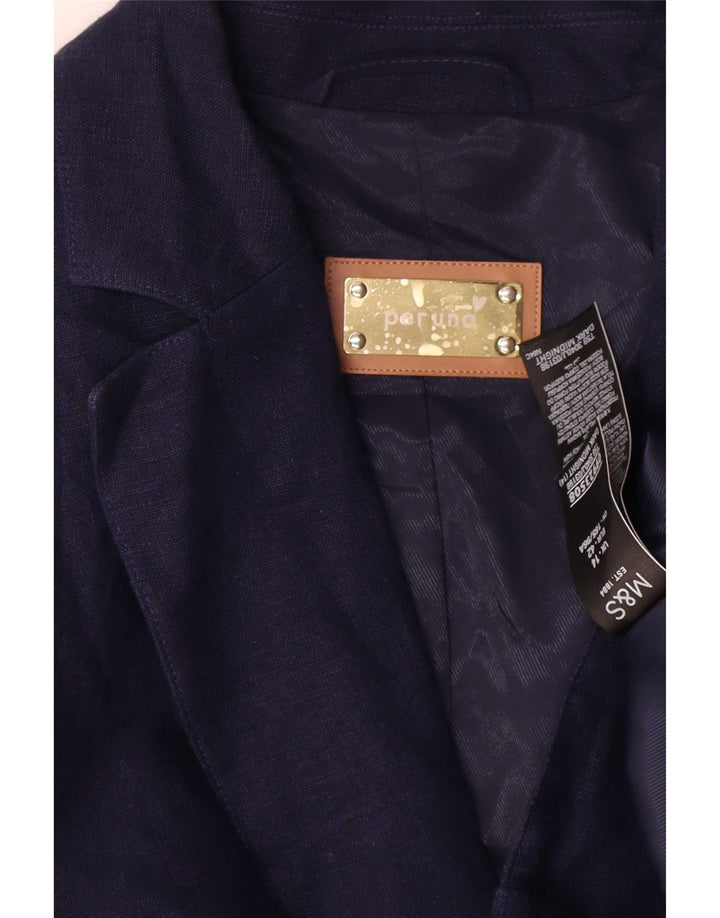 Jaqueta blazer feminina de manga 3/4 da Marks & Spencer Reino Unido 14 grande azul marinho