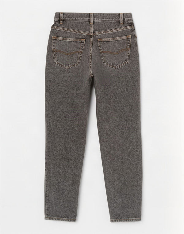 Jeans feminino vintage cintura alta cônico IT 40 pequeno W26 L30 algodão cinza