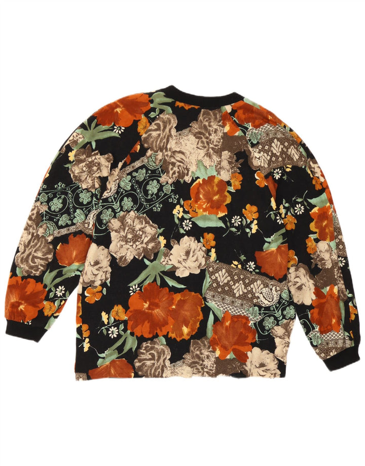 Suéter cardigã feminino vintage IT 44 lã floral multicolorida média