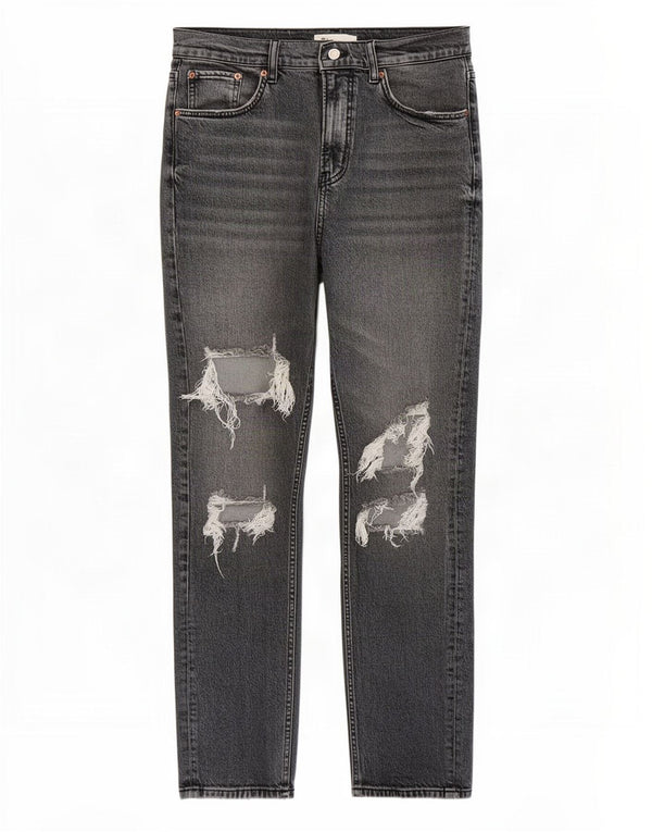 Calça jeans reta feminina Zara EU 40 médio W30 L31 algodão cinza
