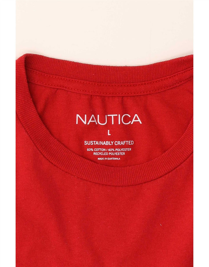 Camiseta masculina gráfica Nautica Top grande de algodão vermelho