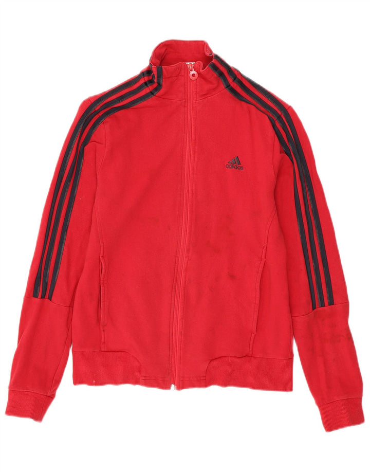 ADIDAS Womens Tracksuit Top Jacket UK 12 Médio Algodão Vermelho