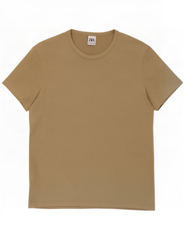 Camiseta masculina Zara Top médio algodão bege