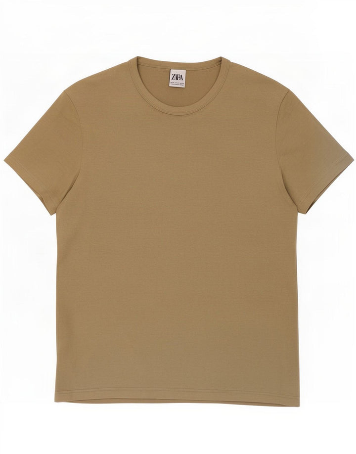Camiseta masculina Zara Top médio algodão bege