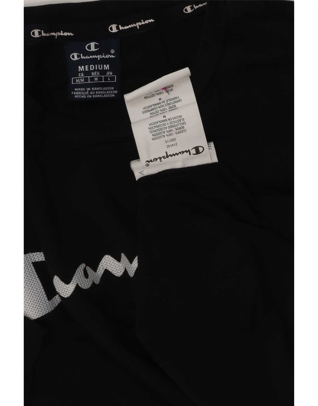 Camiseta gráfica masculina Champion de algodão preto médio