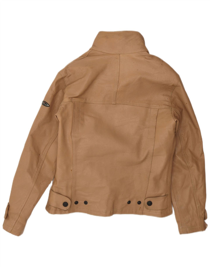 Jaqueta de couro masculina vintage pequena marrom
