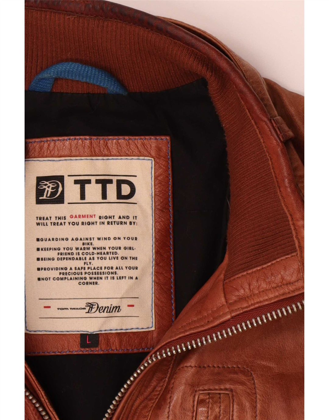 Jaqueta de couro masculina Tom Tailor Reino Unido 40 grande marrom