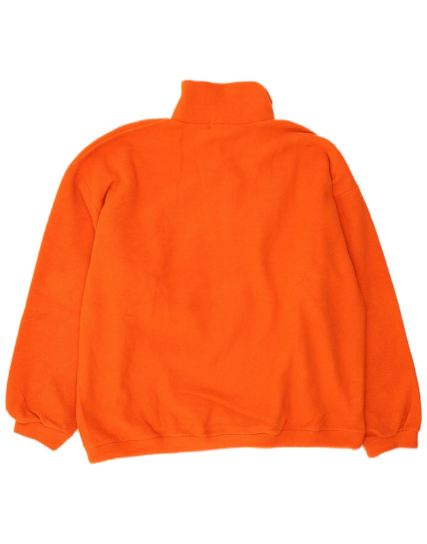 Jumper XL de lã com pescoço de botão masculino vintage poliéster laranja
