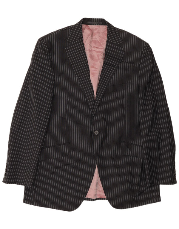 Jaqueta blazer masculina de 1 botão Marks & Spencer Reino Unido 38 risca de giz preta média