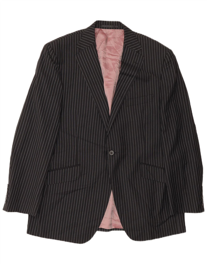 Jaqueta blazer masculina de 1 botão Marks & Spencer Reino Unido 38 risca de giz preta média