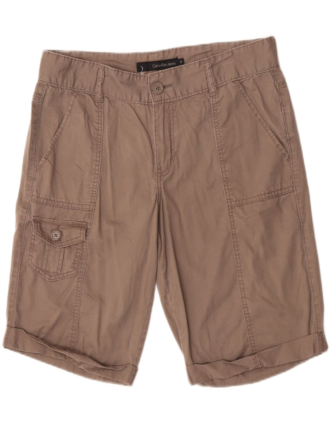Shorts cargo feminino Calvin Klein US 10 médio W32 algodão cinza