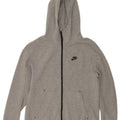 Suéter masculino Nike com capuz e zíper pequeno algodão manchado cinza