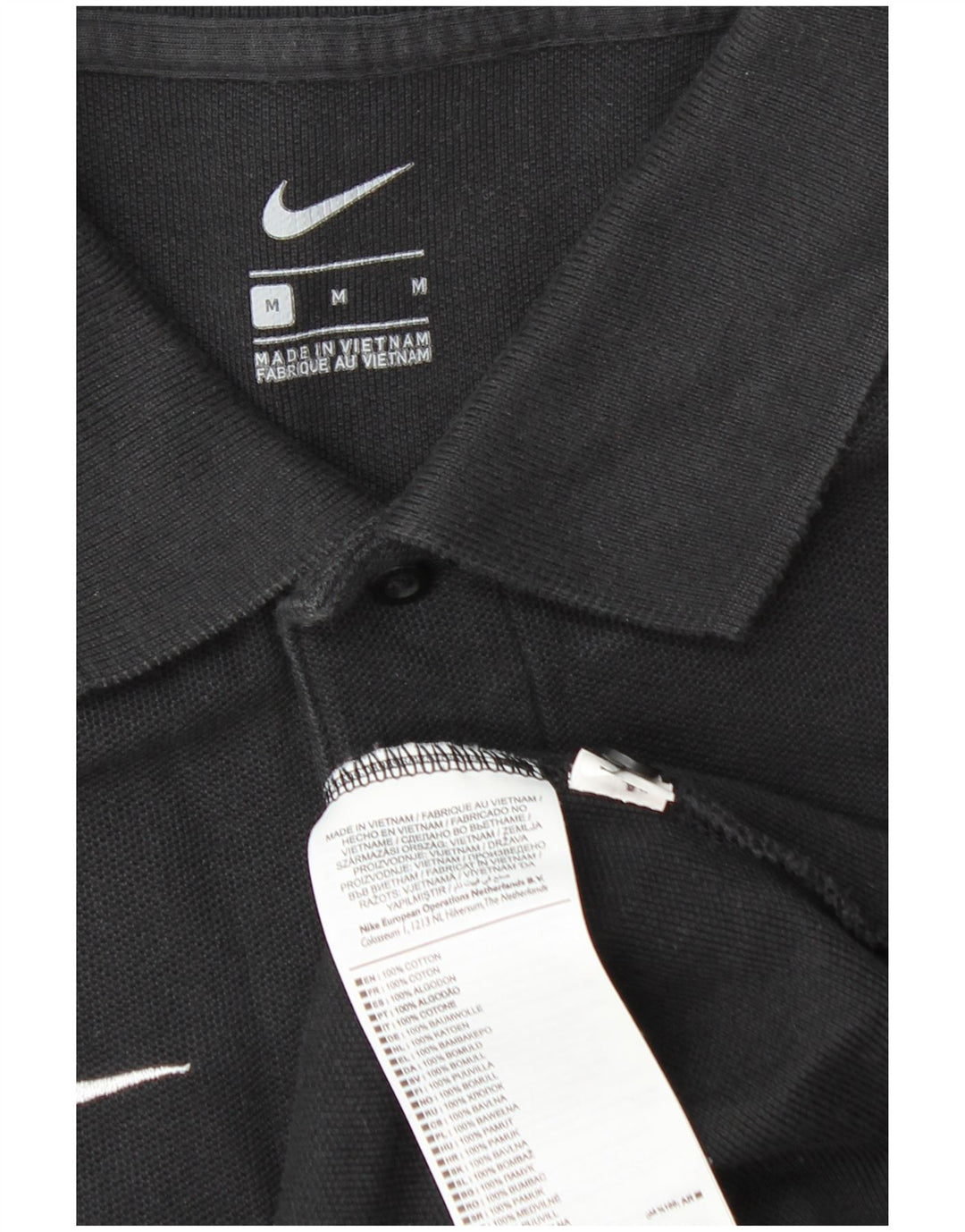 Camisa polo masculina NIKE de algodão preto médio