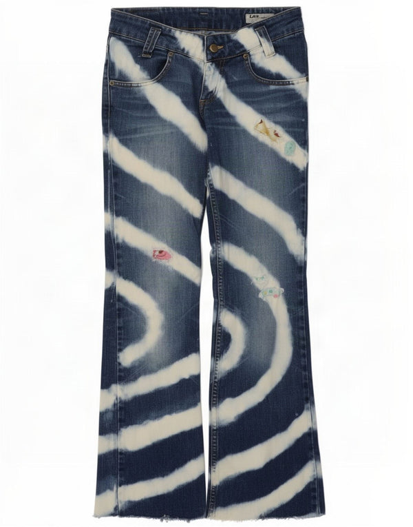 Lee Womens Leola Distressed Bootcut Jeans W28 L30 Azul Tie Dye Algodão