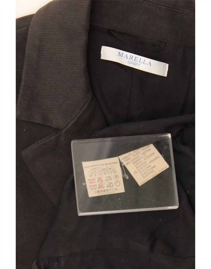 Jaqueta blazer feminina MARELLA com 1 botão Reino Unido 12 algodão preto médio