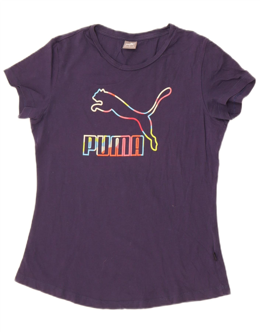 Puma Camiseta Feminina Graphic Top UK 12 Médio Azul Marinho