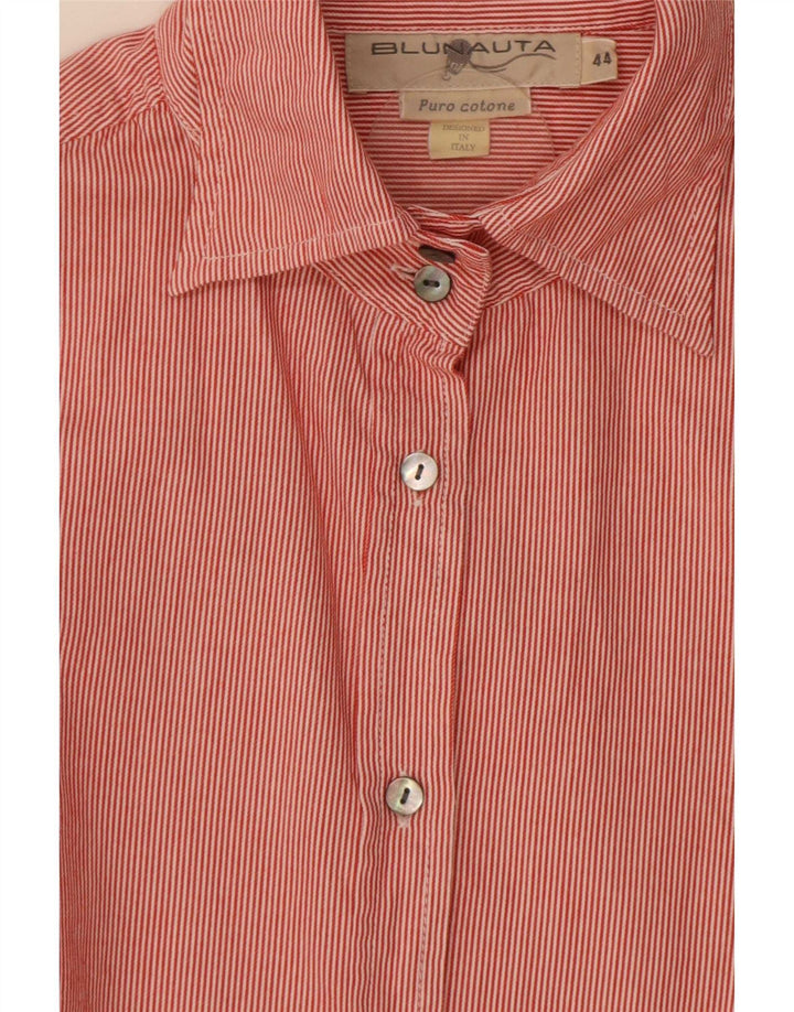 Camisa feminina Blunauta IT 44 algodão listrado vermelho médio